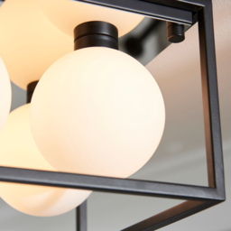 Merano Matera Matt Black and Matt Opal Glass Semi Flush Bathroom 4 Light Ceiling Light - Size: 29 x 29 x 19.5cm - Wilko - thumbnail 5