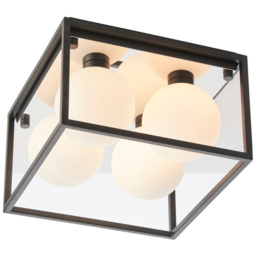 Merano Matera Matt Black and Matt Opal Glass Semi Flush Bathroom 4 Light Ceiling Light - Size: 29 x 29 x 19.5cm - Wilko - thumbnail 4