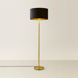 ValueLights Charlie Black Velvet and Metallic Shade Gold Floor Lamp and Bulb - Size: 148 x 45 x 45cm - Wilko - thumbnail 6