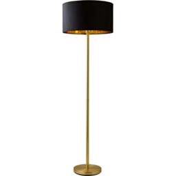 ValueLights Charlie Black Velvet and Metallic Shade Gold Floor Lamp and Bulb - Size: 148 x 45 x 45cm - Wilko
