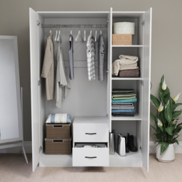 Vida Designs Riano 3 Door 2 Drawer White Mirror Wardrobe - Size: 3 Door, 2 Drawer - Wilko - thumbnail 5
