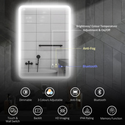 HOMCOM Rectangle Frameless LED Bathroom Mirror 50 x 70cm - Size: 50 x 3.5 x 70cm - Silver - Wilko - thumbnail 5