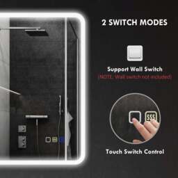 HOMCOM Rectangle Frameless LED Bathroom Mirror 50 x 70cm - Size: 50 x 3.5 x 70cm - Silver - Wilko - thumbnail 4