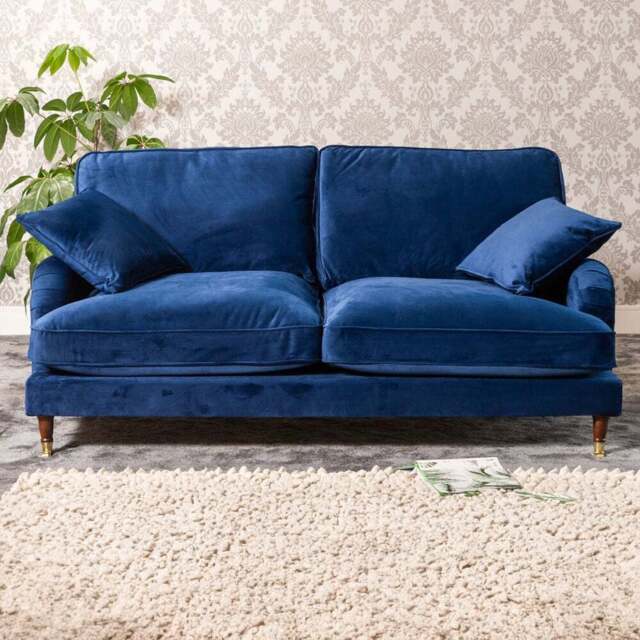 Mackenzie 3 Seater Blue Plush Velvet Sofa - Artemis Home - Wilko - image 1