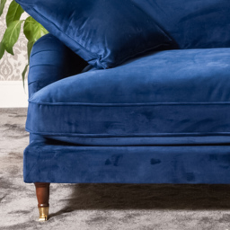 Mackenzie 3 Seater Blue Plush Velvet Sofa - Artemis Home - Wilko - thumbnail 4