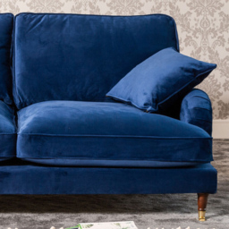 Mackenzie 3 Seater Blue Plush Velvet Sofa - Artemis Home - Wilko - thumbnail 3