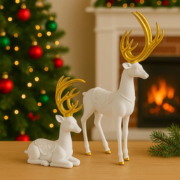 Marco Paul 2 Piece Standing and Sitting Reindeers Christmas Decorations Set - Size: 8 x 8 x 8cm - Brown - Wilko - thumbnail 3