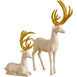 Marco Paul 2 Piece Standing and Sitting Reindeers Christmas Decorations Set - Size: 8 x 8 x 8cm - Brown - Wilko - thumbnail 1