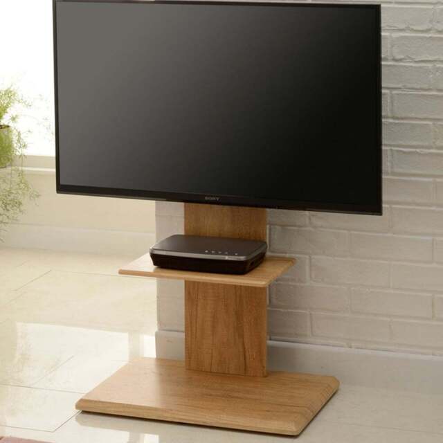 TTAP Single Shelf Oak Effect Floor Pedestal TV Stand with Swivel Mounting Bracket - Size: 131.5 x 64 x 40cm - Brown - Wilko - image 1
