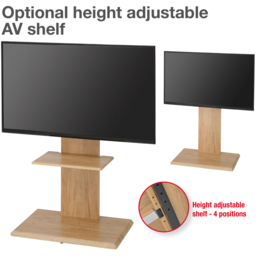 TTAP Single Shelf Oak Effect Floor Pedestal TV Stand with Swivel Mounting Bracket - Size: 131.5 x 64 x 40cm - Brown - Wilko - thumbnail 6