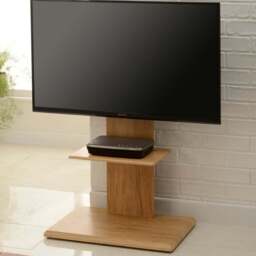 TTAP Single Shelf Oak Effect Floor Pedestal TV Stand with Swivel Mounting Bracket - Size: 131.5 x 64 x 40cm - Brown - Wilko