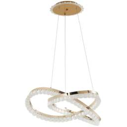 Living and Home Gold and Clear Interlocking Ring LED Pendant Light 60W - Size: 82 x 51 x 51cm - Gold + Clear - Wilko - thumbnail 1