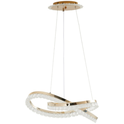 Living and Home Gold and Clear Interlocking Ring LED Pendant Light 60W - Size: 82 x 51 x 51cm - Gold + Clear - Wilko - thumbnail 4