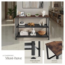 tectake Bristol 2 Wire Shelf Industrial Dark Wood Console Table - Brown - Wilko - thumbnail 5