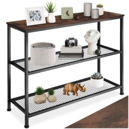 tectake Bristol 2 Wire Shelf Industrial Dark Wood Console Table - Brown - Wilko - thumbnail 3