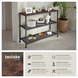 tectake Bristol 2 Wire Shelf Industrial Dark Wood Console Table - Brown - Wilko - thumbnail 7