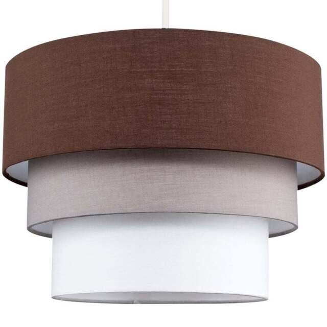 ValueLights Aztec 3-Tier Brown Fabric Ceiling Light Shade - Size: 30 x 20.5 x 30cm - Wilko - image 1