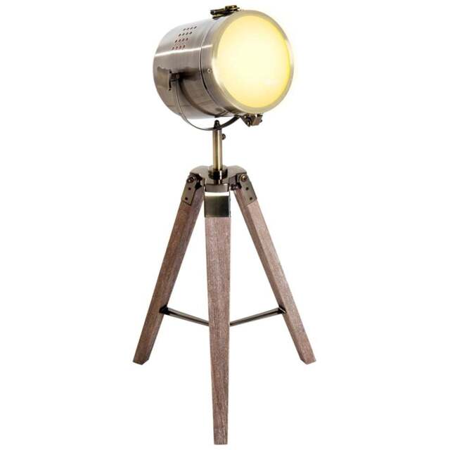 Portland Vintage Tripod Table Desk Lamp - Size: 33 x 33 x 65cm - Wood - Wilko - image 1