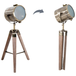 Portland Vintage Tripod Table Desk Lamp - Size: 33 x 33 x 65cm - Wood - Wilko - thumbnail 5