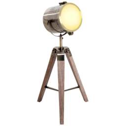 Portland Vintage Tripod Table Desk Lamp - Size: 33 x 33 x 65cm - Wood - Wilko