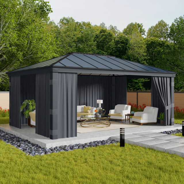 Palram Canopia Dallas 4.2 x 6m Gazebo Curtain 4 Pack - Size: 0.1 x 533 x 212cm - Grey - Wilko - image 1
