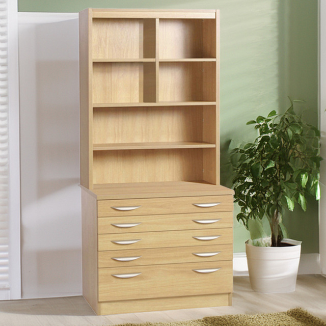 R White Cabinets 5 Drawer 6 Shelf A2 Plan Brown Chest of Drawers with Hutch - Wilko - image 1