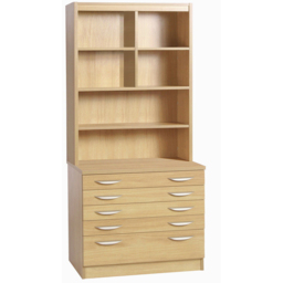 R White Cabinets 5 Drawer 6 Shelf A2 Plan Brown Chest of Drawers with Hutch - Wilko - thumbnail 3