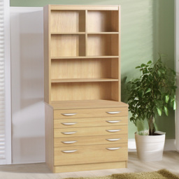 R White Cabinets 5 Drawer 6 Shelf A2 Plan Brown Chest of Drawers with Hutch - Wilko - thumbnail 1