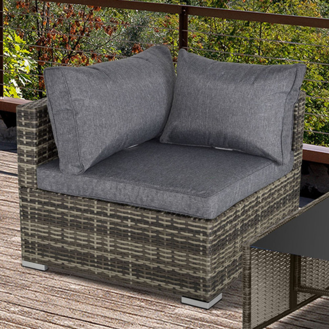 Outsunny Deep Grey Rattan Single Corner Sofa Chair - Wilko - image 1