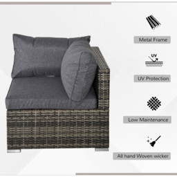 Outsunny Deep Grey Rattan Single Corner Sofa Chair - Wilko - thumbnail 5