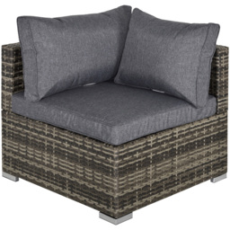 Outsunny Deep Grey Rattan Single Corner Sofa Chair - Wilko - thumbnail 3
