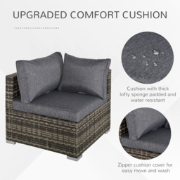 Outsunny Deep Grey Rattan Single Corner Sofa Chair - Wilko - thumbnail 4