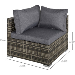 Outsunny Deep Grey Rattan Single Corner Sofa Chair - Wilko - thumbnail 7