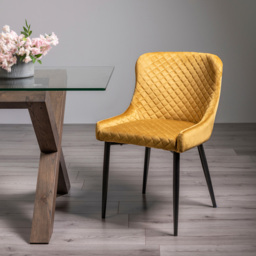 Bentley Designs Cezanne Set of 2 Mustard Velvet Dining Chair - Yellow - Wilko - thumbnail 7