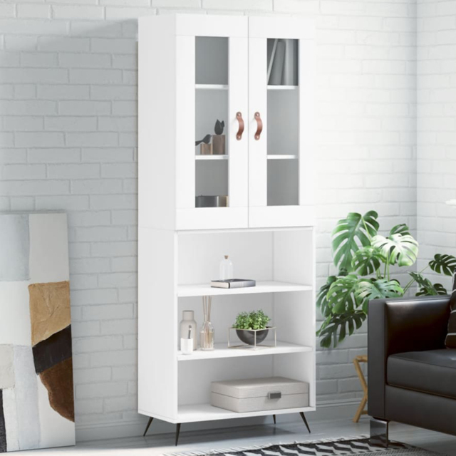 vidaXL 2 Glass Door 3 Shelf White Highboard - Size: 180 x 69.5 x 34cm - Wilko - image 1
