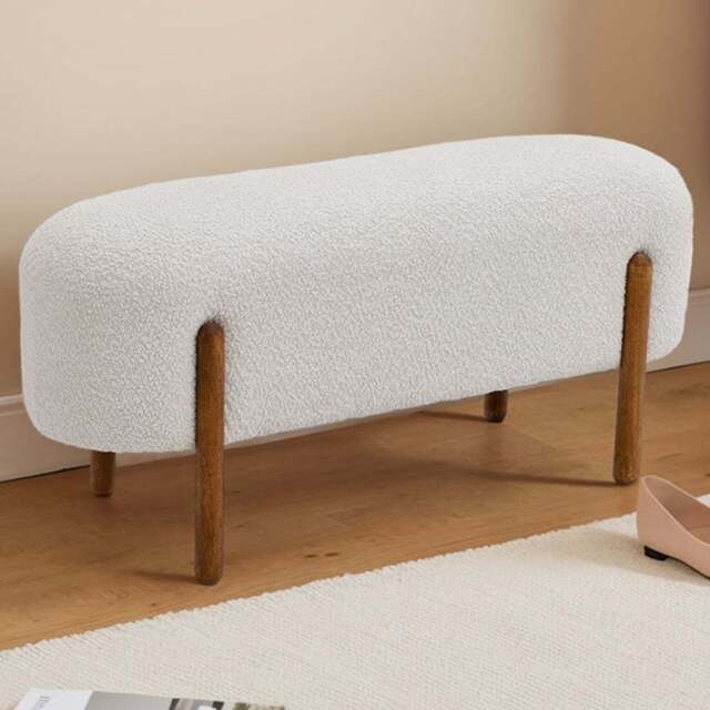 Living and Home Cream Contemporary Upholstered Bench - Wilko - image 1
