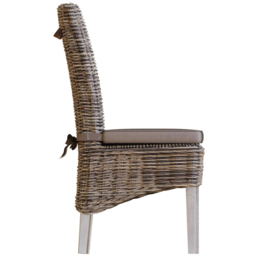 FWStyle Maya Set of 2 Lime Wash Kubu Rattan Solid Pine Handmade Dining Chairs - Size: 102 x 60 x 60cm - Grey - Wilko - thumbnail 5