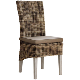 FWStyle Maya Set of 2 Lime Wash Kubu Rattan Solid Pine Handmade Dining Chairs - Size: 102 x 60 x 60cm - Grey - Wilko - thumbnail 3