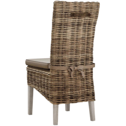 FWStyle Maya Set of 2 Lime Wash Kubu Rattan Solid Pine Handmade Dining Chairs - Size: 102 x 60 x 60cm - Grey - Wilko - thumbnail 4