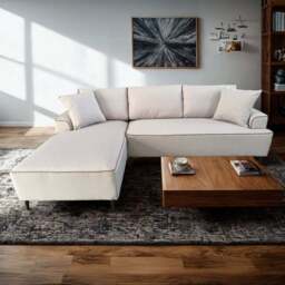 DS Living The Milano Edge Beige Textured Fabric Right Hand Corner Sofa - Size: 3 Seater - Wilko - thumbnail 1