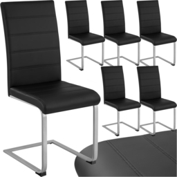 tectake Set of 6 Black Cantilever High Backrest Dining Chair - Wilko - thumbnail 3