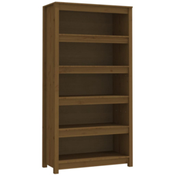 vidaXL 5 Shelf Honey Brown Solid Pine Wood Bookcase - Size: 154 x 80 x 35cm - Wilko - thumbnail 3