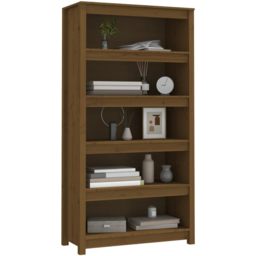 vidaXL 5 Shelf Honey Brown Solid Pine Wood Bookcase - Size: 154 x 80 x 35cm - Wilko - thumbnail 5