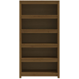 vidaXL 5 Shelf Honey Brown Solid Pine Wood Bookcase - Size: 154 x 80 x 35cm - Wilko - thumbnail 4