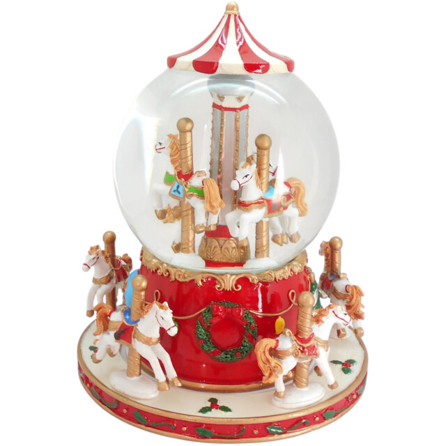Revolving Carousel Globe Red - Sleigh Bells Ring - Wilko - image 1