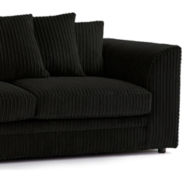 Luxor 6 Seater Black Jumbo Cord Scatter Back Sofa Suite - Wilko - thumbnail 4