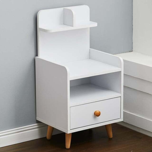 Living and Home White Wooden Bedside Table - Size: Single Drawer - Wilko - image 1