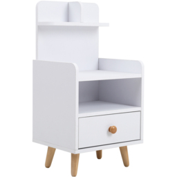 Living and Home White Wooden Bedside Table - Size: Single Drawer - Wilko - thumbnail 3