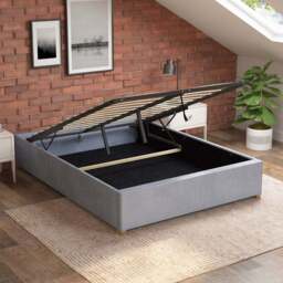 Aspire Furniture Double Light Silver Plush Platform Ottoman Bed - Aspire Beds - Wilko - thumbnail 3