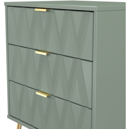 Crowndale Diamond 3 Drawer Reed Green Midi Chest of Drawers Ready Assembled - Wilko - thumbnail 6